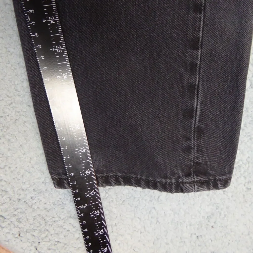 Levis 501 Jeans Mens 38x32 Black Denim Button Fly Distressed Straight Leg Y2K
